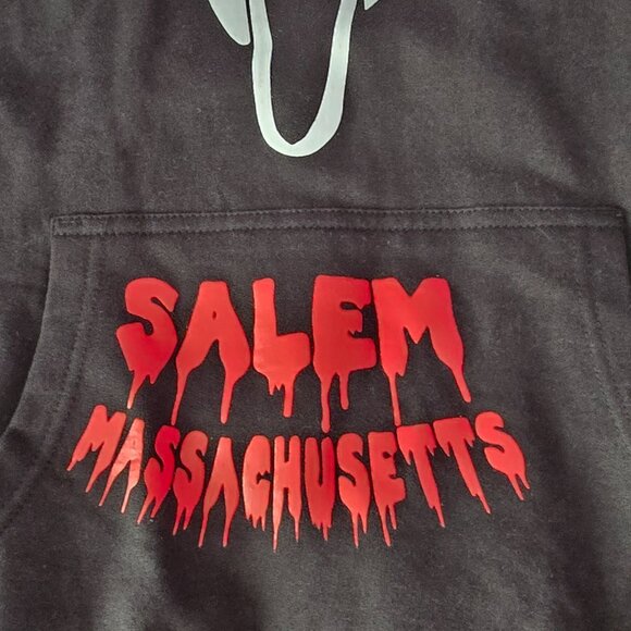 Halloween Salem Massachusetts Merch  black Scream mask  Hoodie Ghostface Scary M - Picture 4 of 11